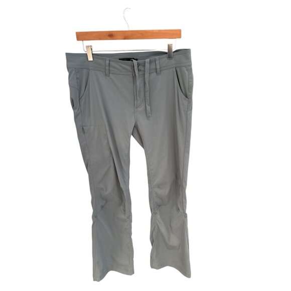 Prana Womens Gray Stretch Nylon Pants Size 12 With Belt Loops & Button Pockets - Picture 1 of 8
